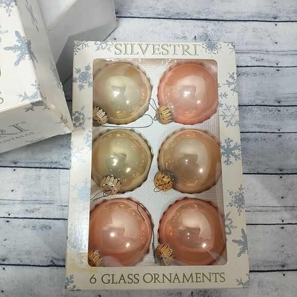 Silvestri Lot of 2 Boxes Glass 3" Ball Christmas Ornaments Vtg. Condition - Picture 2 of 4